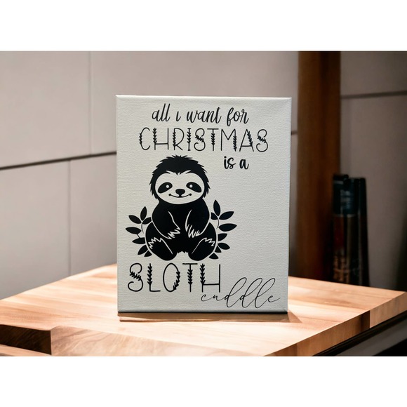 Sloth Cuddle Canvas 8x10 - The Perfect Christmas Gift for Animal Lovers - Picture 4 of 5